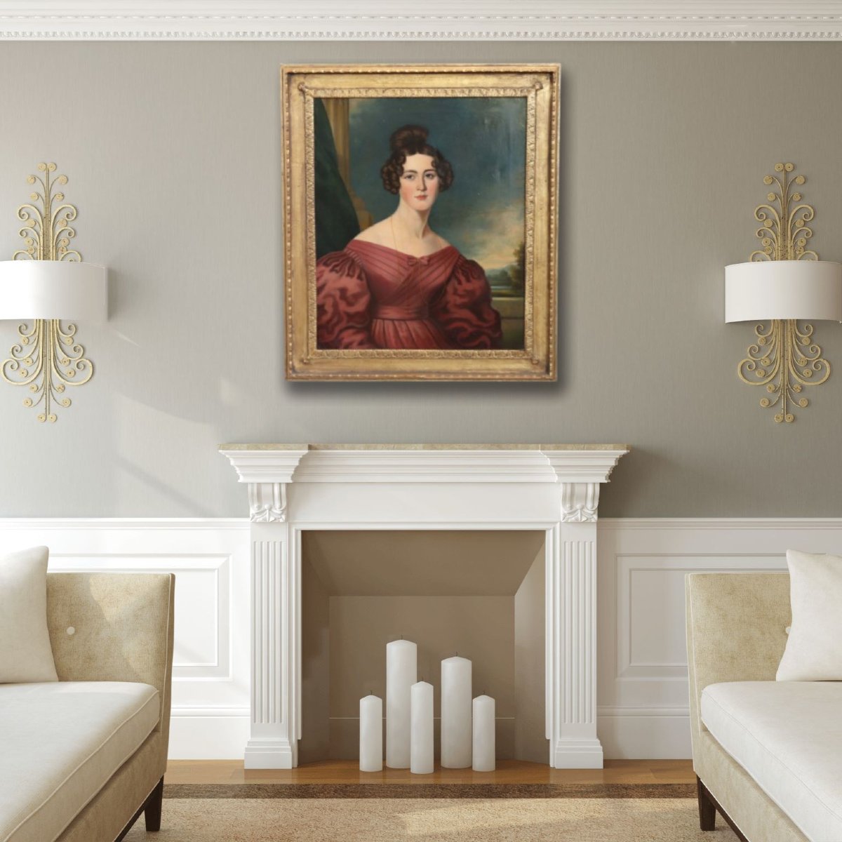 Portrait d'une jeune femme, peinture à l'huile sur toile, Italie, XIXe siècle-photo-4