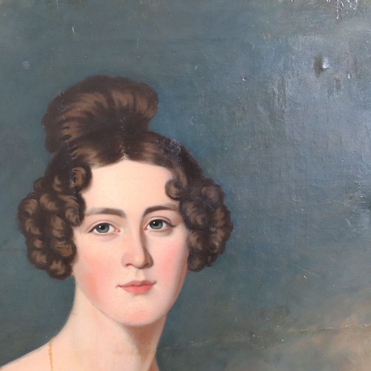 Portrait d'une jeune femme, peinture à l'huile sur toile, Italie, XIXe siècle-photo-1