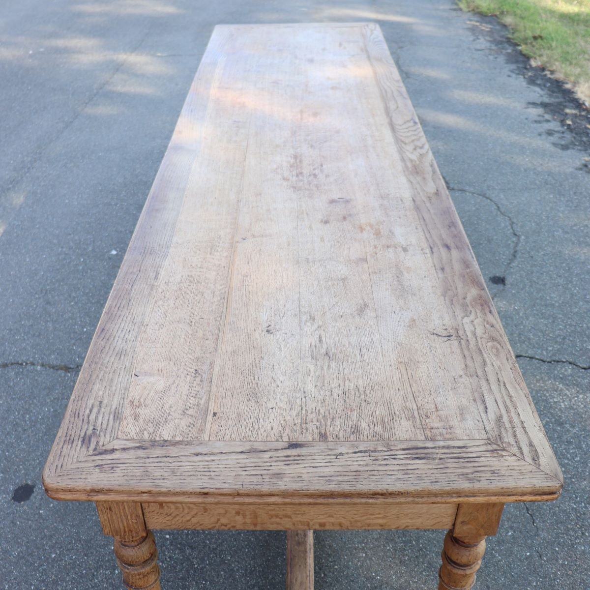 Table de réfectoire en chêne massif, longueur 274 cm, début du XXe siècle-photo-2