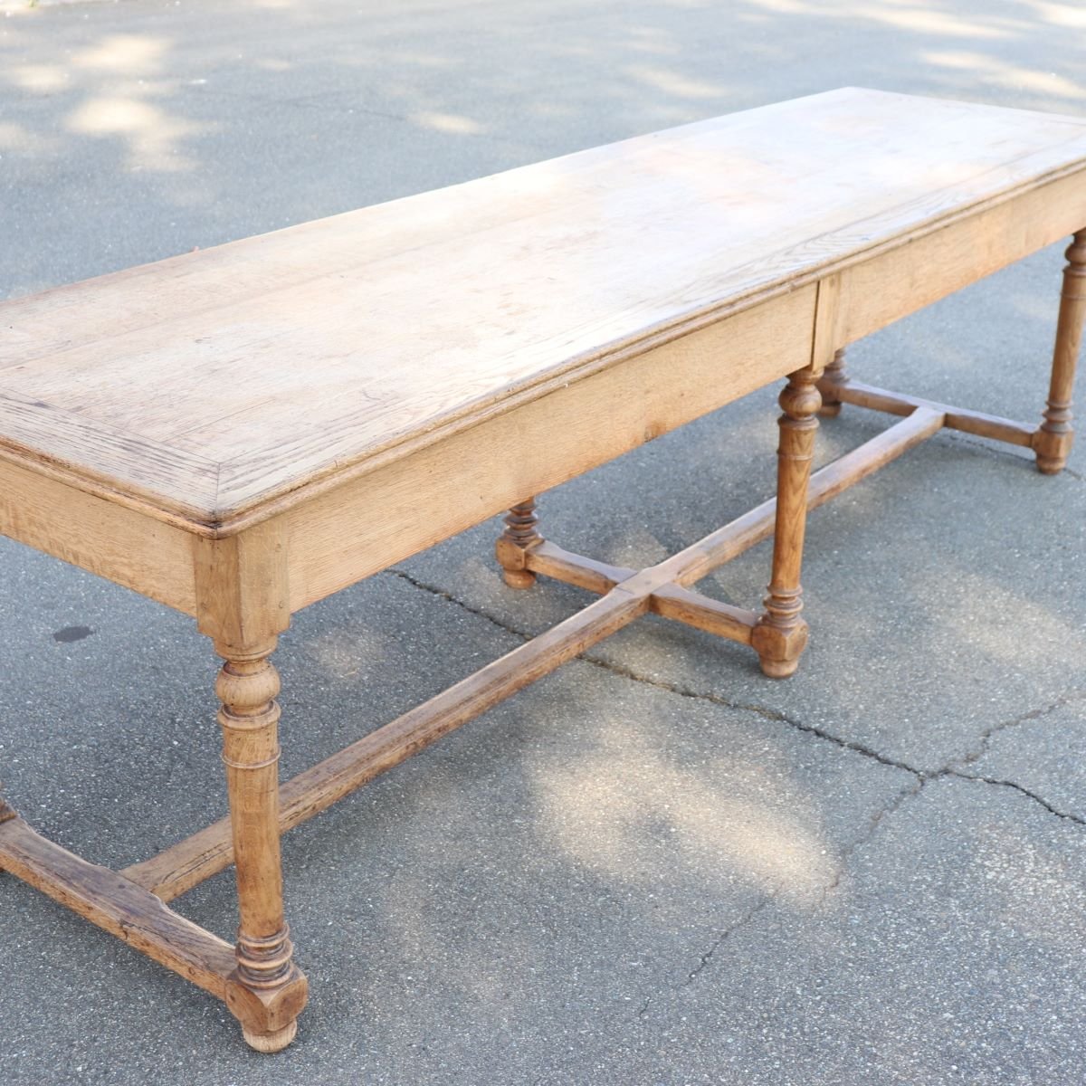 Table de réfectoire en chêne massif, longueur 274 cm, début du XXe siècle-photo-7