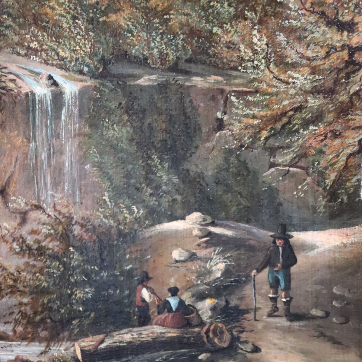 Landscape With A Castle, Oil On Canvas, Signed M.g., Italy, 18th Century-photo-7