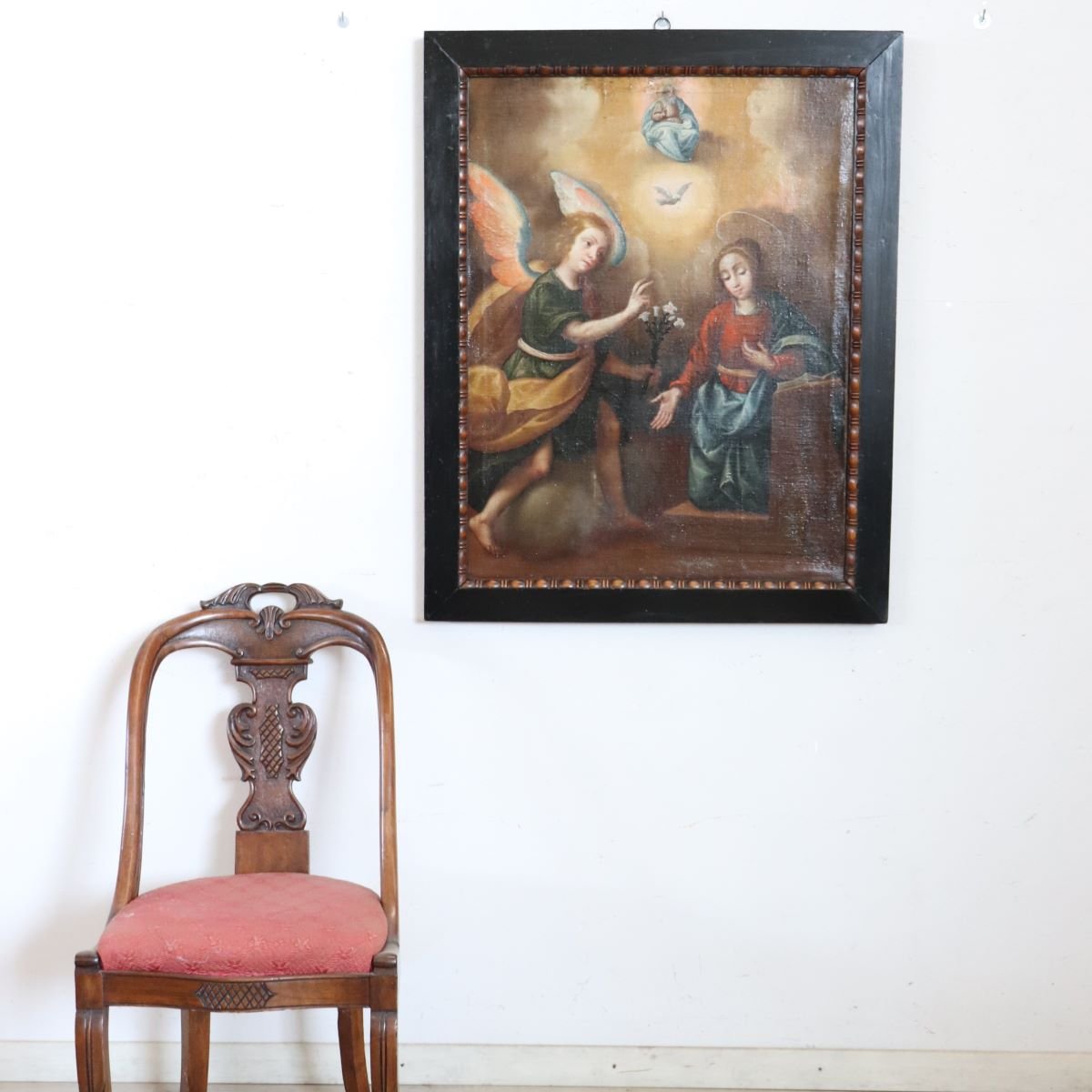 The Annunciation, Italy, 17th Century, Antique Oil Painting On Canvas-photo-2