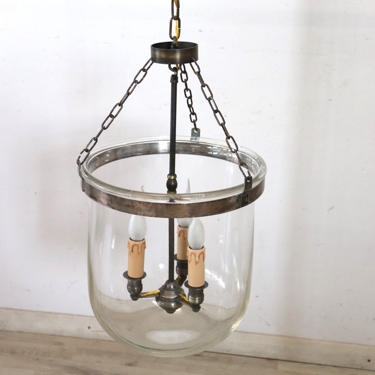Iron And Blown-glass Lantern, Italy, Early 20th Century-photo-3