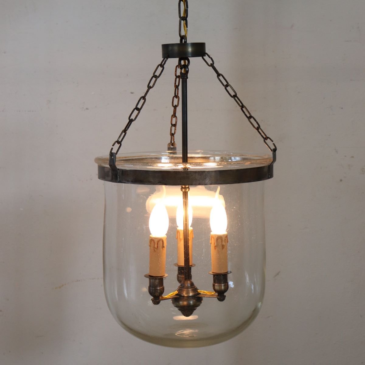 Iron And Blown-glass Lantern, Italy, Early 20th Century-photo-4