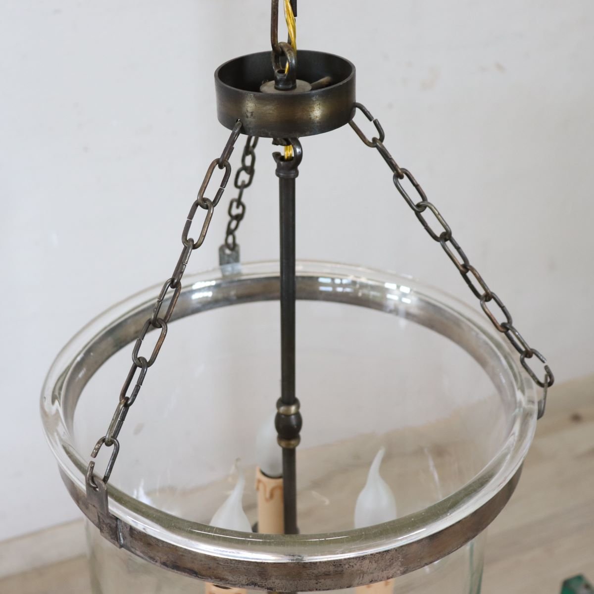 Iron And Blown-glass Lantern, Italy, Early 20th Century-photo-1