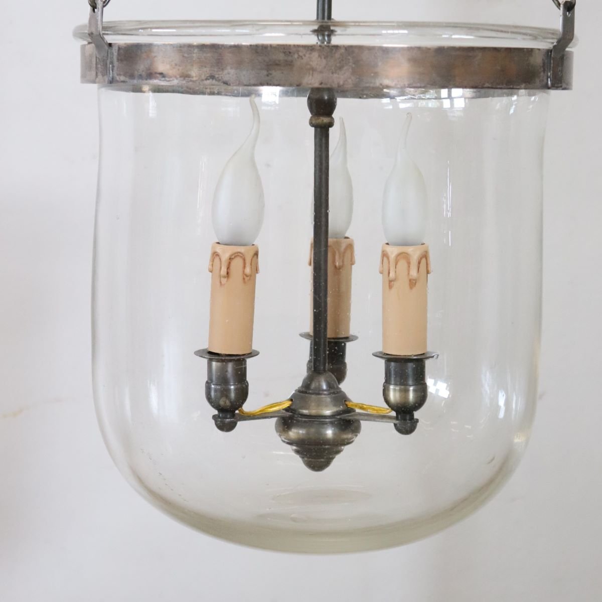 Iron And Blown-glass Lantern, Italy, Early 20th Century-photo-3