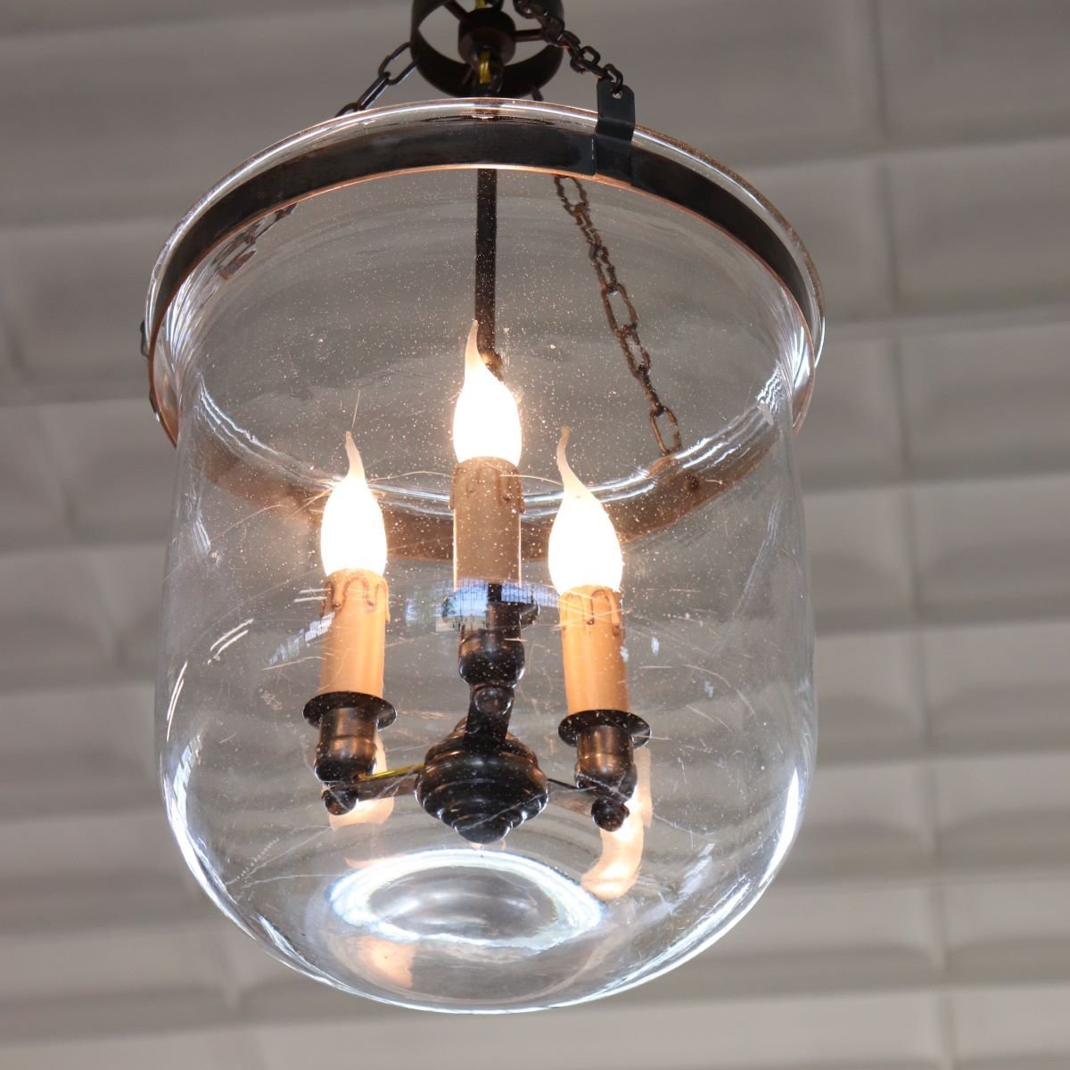 Iron And Blown-glass Lantern, Italy, Early 20th Century-photo-4