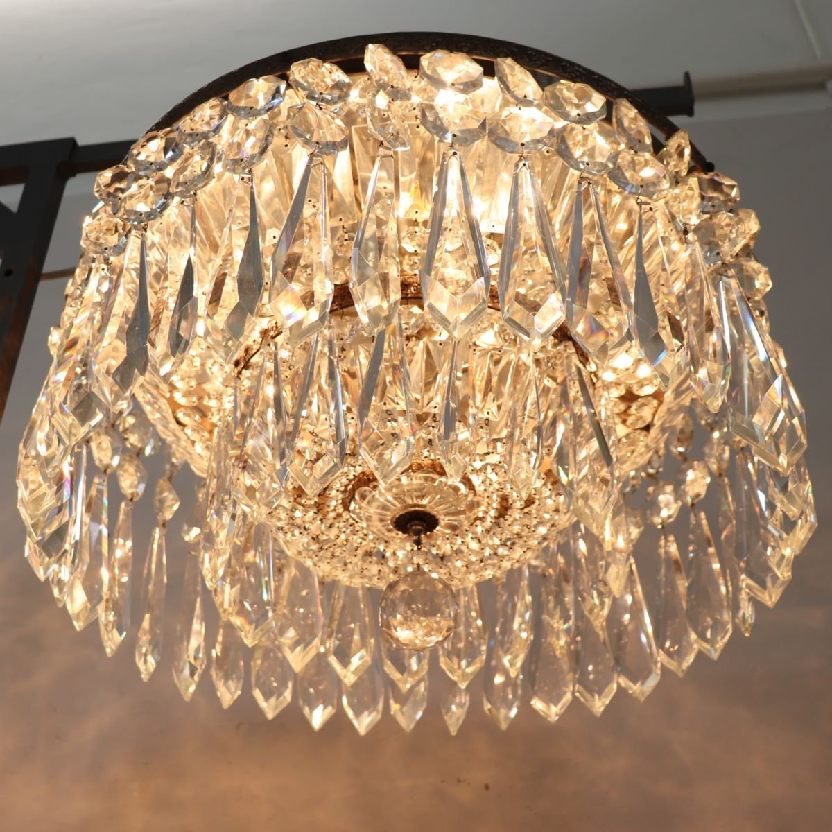 Spectacular Chandeliers With Large Crystal Drops, Italy, Early 20th Century-photo-3