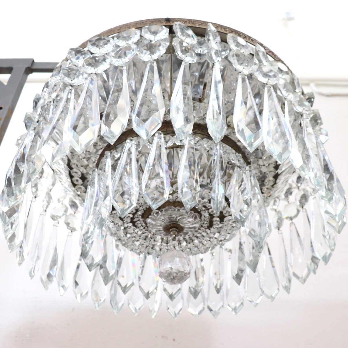 Spectacular Chandeliers With Large Crystal Drops, Italy, Early 20th Century-photo-1