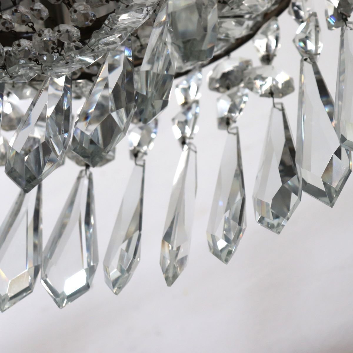 Spectacular Chandeliers With Large Crystal Drops, Italy, Early 20th Century-photo-2