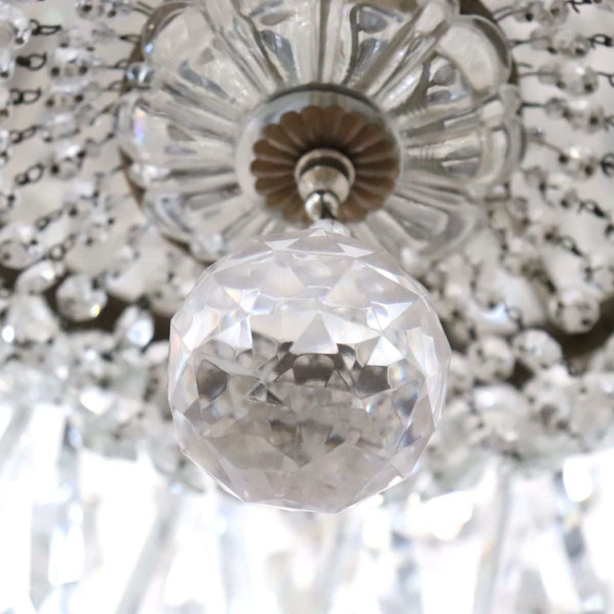 Spectacular Chandeliers With Large Crystal Drops, Italy, Early 20th Century-photo-3