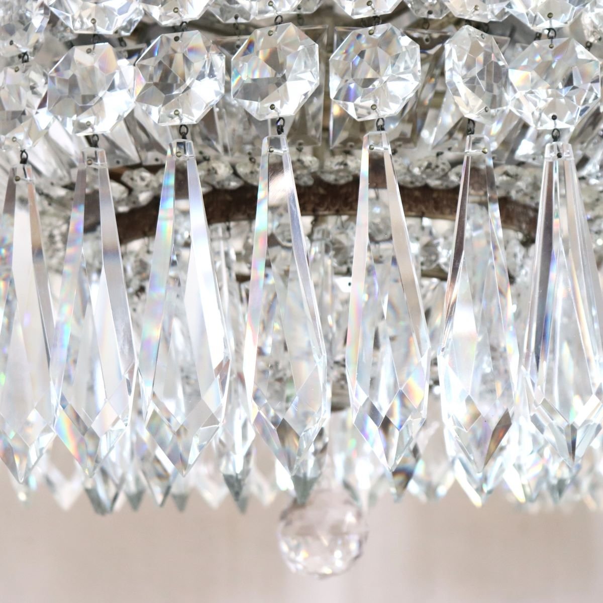 Spectacular Chandeliers With Large Crystal Drops, Italy, Early 20th Century-photo-4