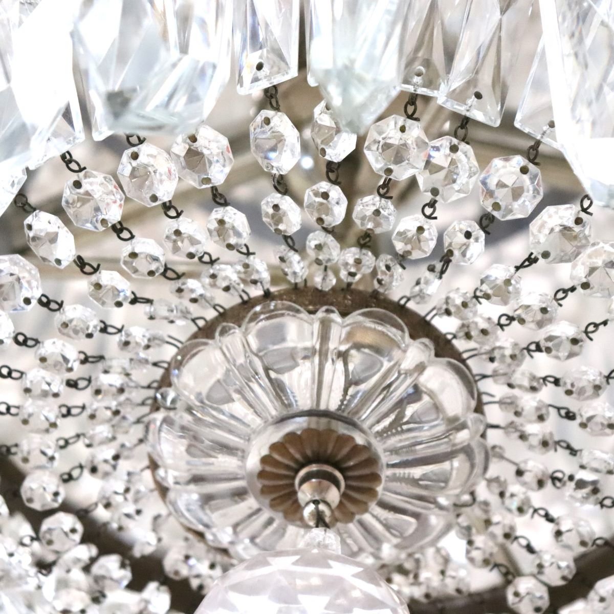 Spectacular Chandeliers With Large Crystal Drops, Italy, Early 20th Century-photo-5