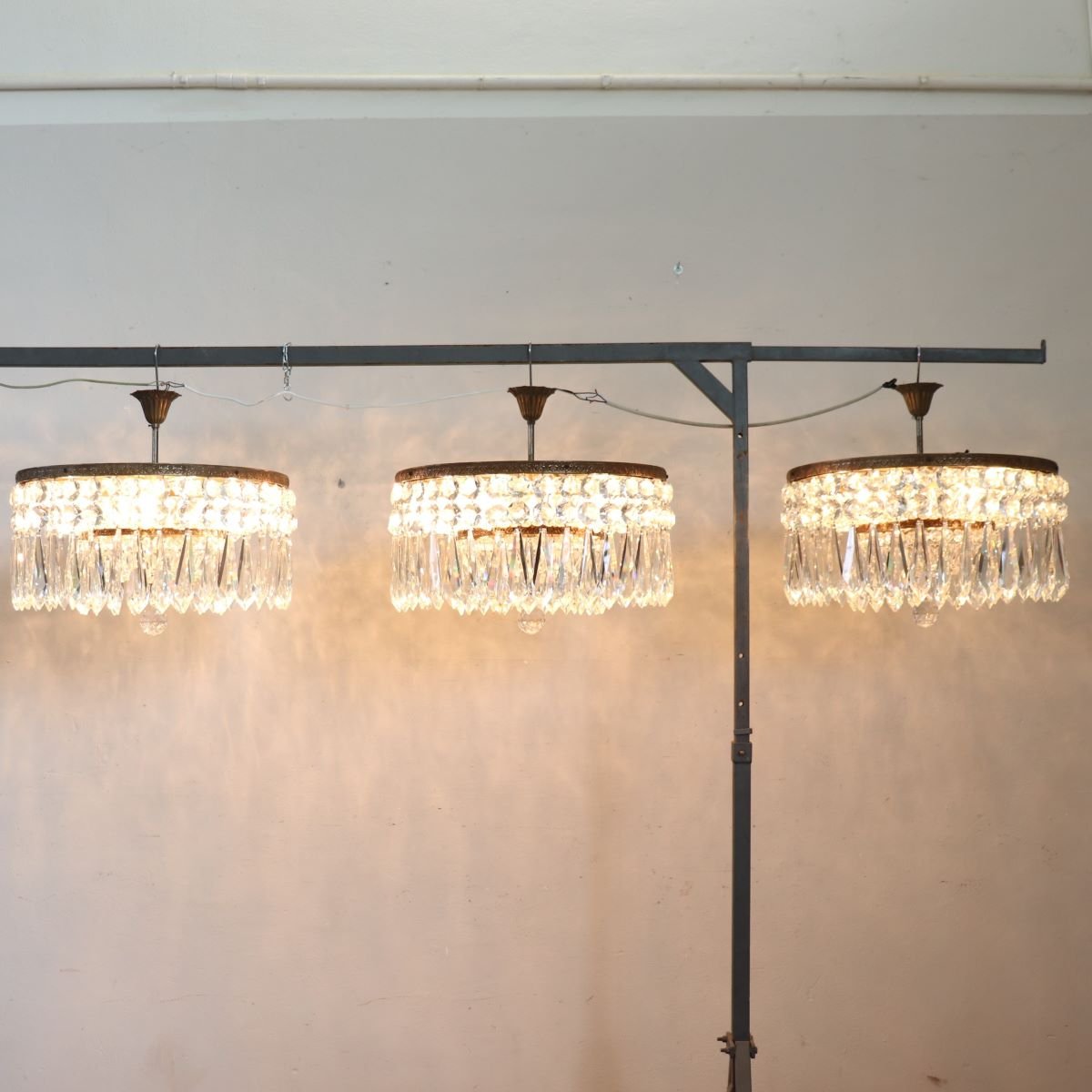 Spectacular Chandeliers With Large Crystal Drops, Italy, Early 20th Century-photo-6