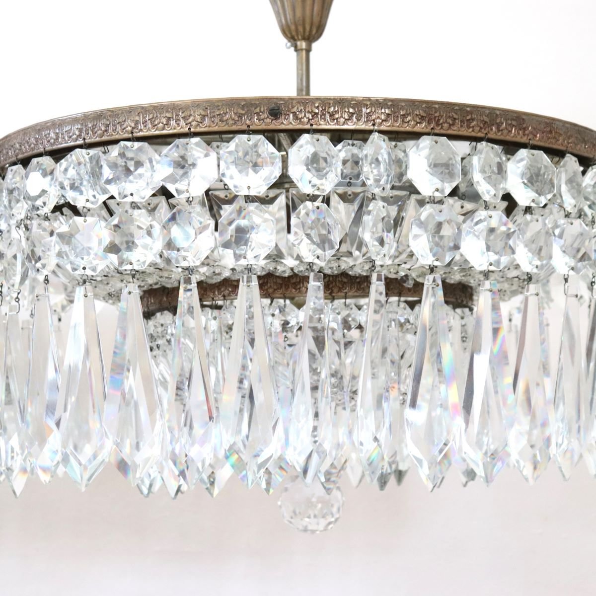 Spectacular Chandeliers With Large Crystal Drops, Italy, Early 20th Century-photo-7