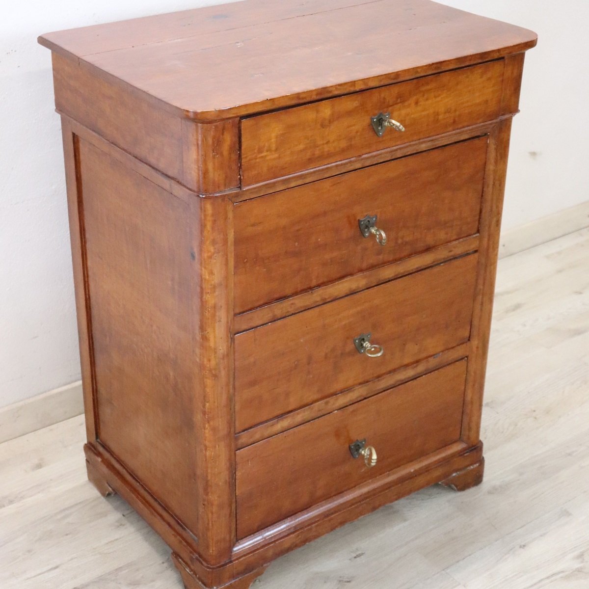 Small Antique Cherry Wood Chest Of Drawers, Italy, 19th Century-photo-2
