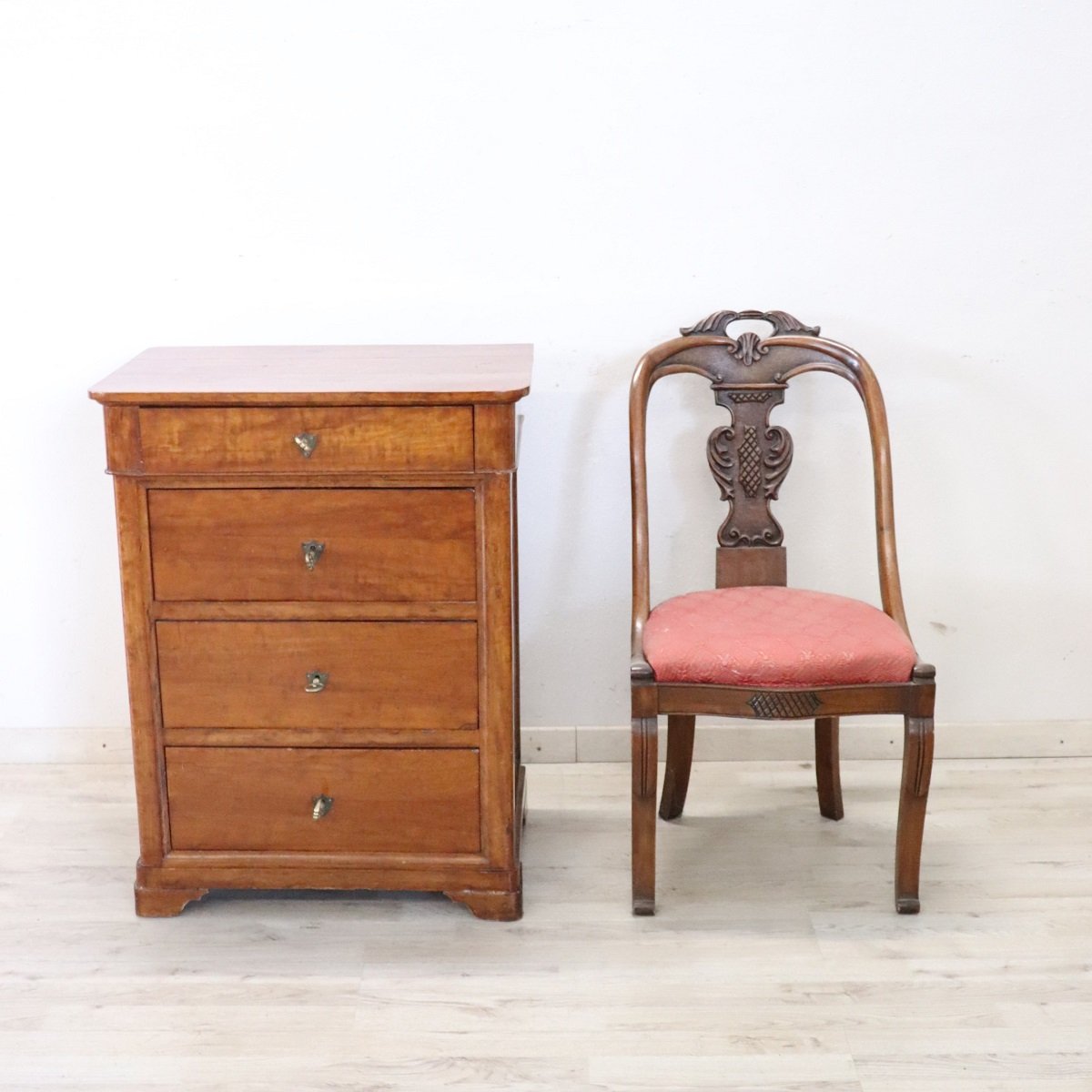 Small Antique Cherry Wood Chest Of Drawers, Italy, 19th Century-photo-3