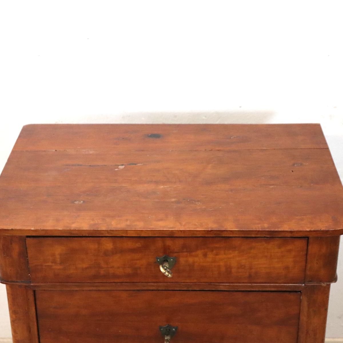 Small Antique Cherry Wood Chest Of Drawers, Italy, 19th Century-photo-3