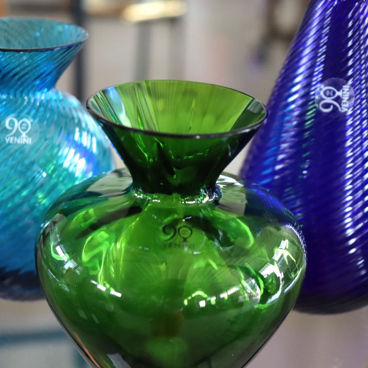 Set Of 3 Signed Venini Vases Dated 2012 With Original Label-photo-8