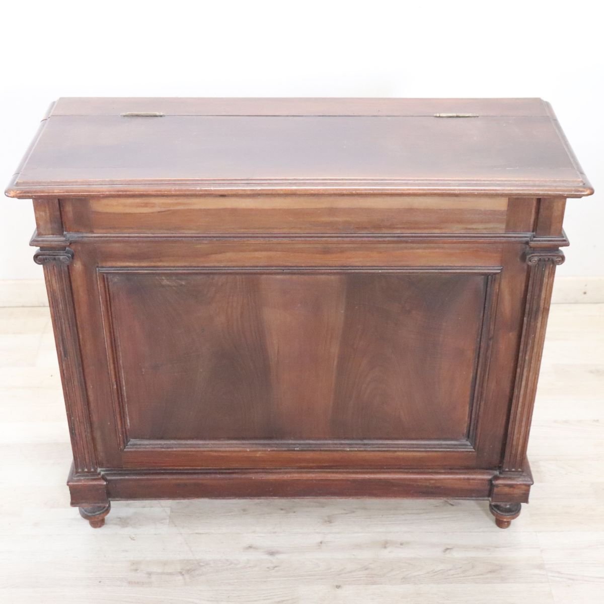 Storage Buffet In Walnut, Firewood Holder, Italy Late 19th Century-photo-3