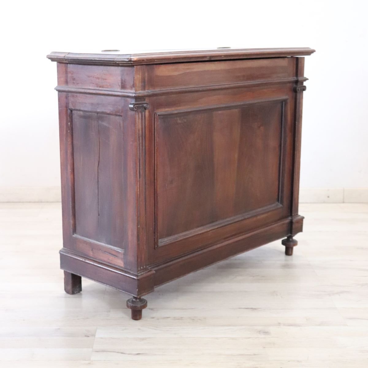 Storage Buffet In Walnut, Firewood Holder, Italy Late 19th Century-photo-4