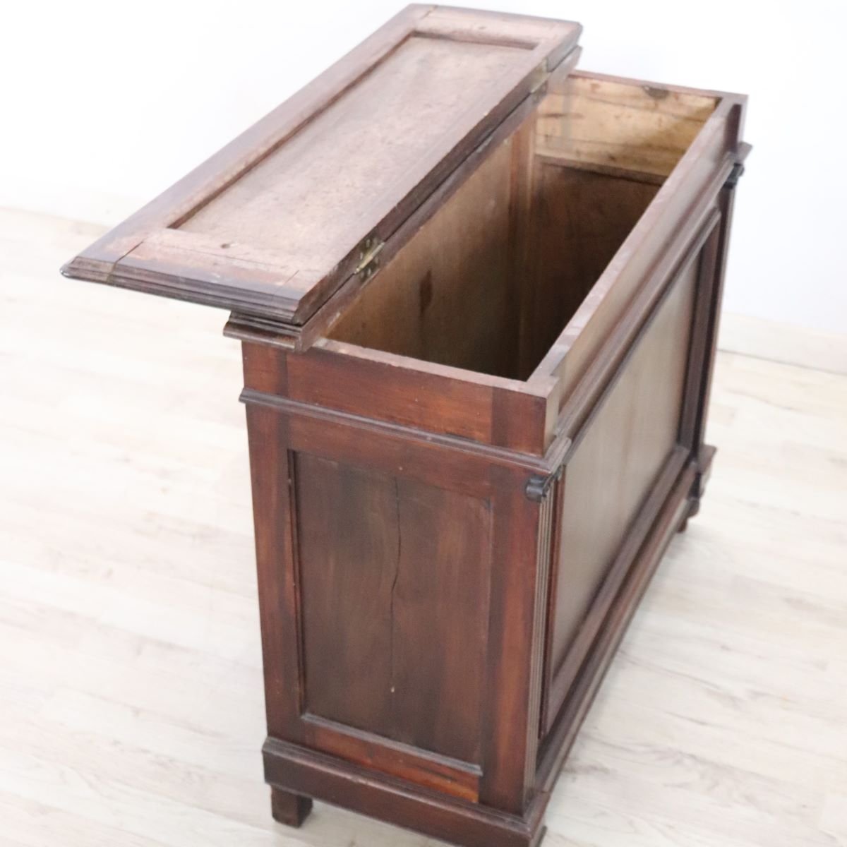 Storage Buffet In Walnut, Firewood Holder, Italy Late 19th Century-photo-2