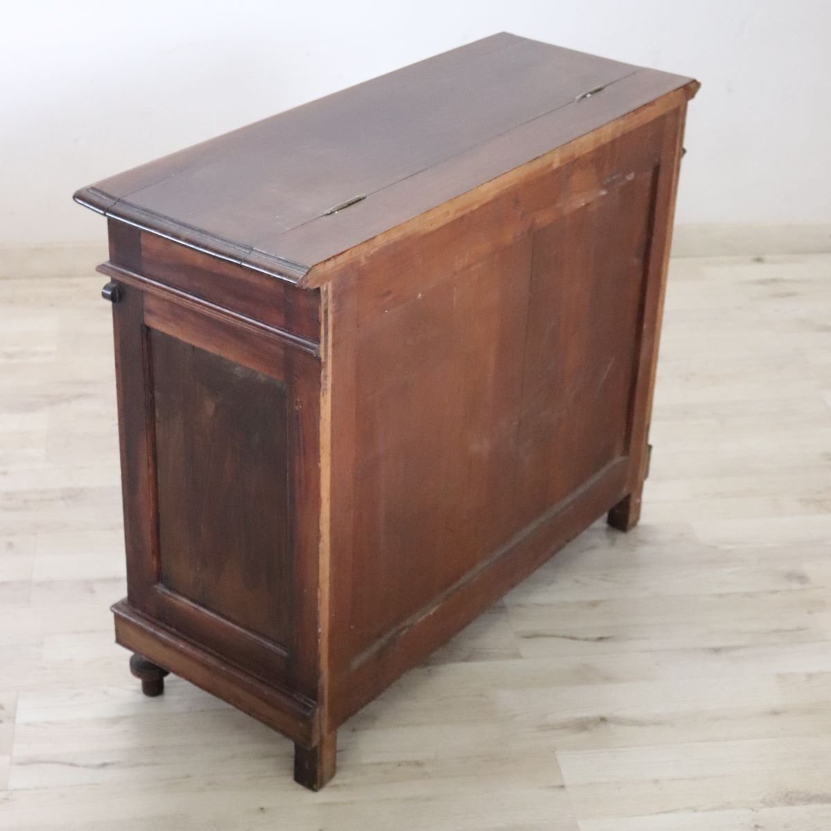 Storage Buffet In Walnut, Firewood Holder, Italy Late 19th Century-photo-5