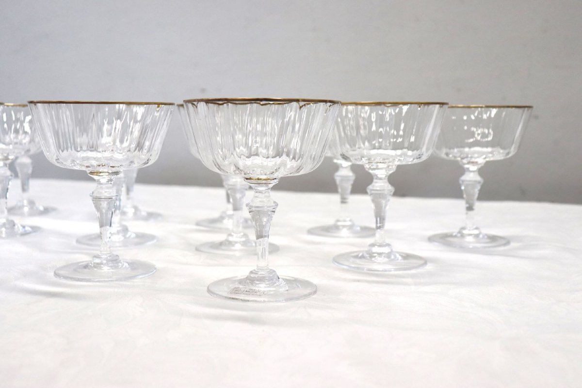 Set Of 12 Murano Blown Glass Champagne Flutes By Nason & Moretti, With Label-photo-2