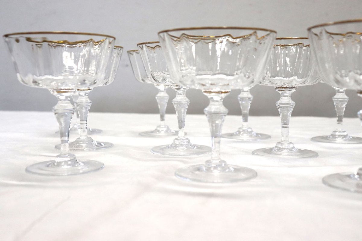 Set Of 12 Murano Blown Glass Champagne Flutes By Nason & Moretti, With Label-photo-4