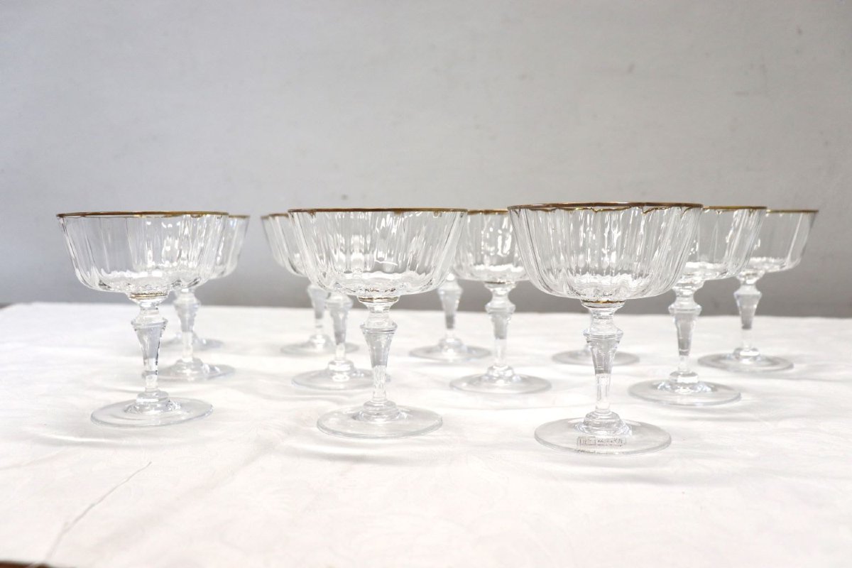 Set Of 12 Murano Blown Glass Champagne Flutes By Nason & Moretti, With Label-photo-5
