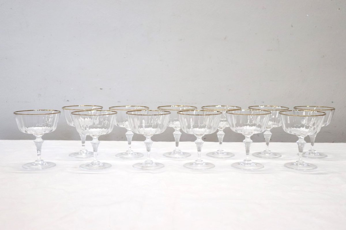 Set Of 12 Murano Blown Glass Champagne Flutes By Nason & Moretti, With Label-photo-6