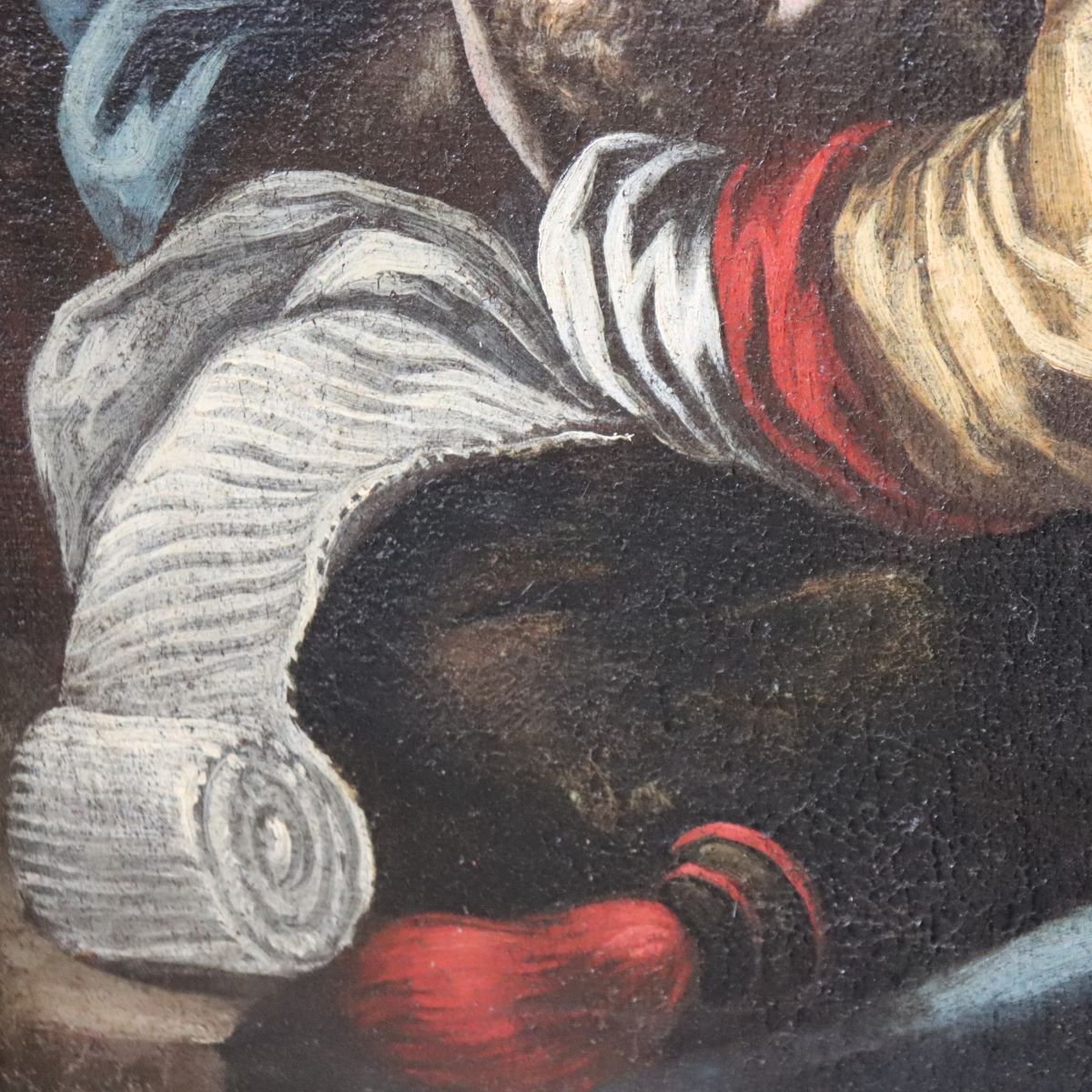 Peinture à l'huile sur toile, Vierge à l'Enfant et ange, Italie, XVIIe siècle-photo-7