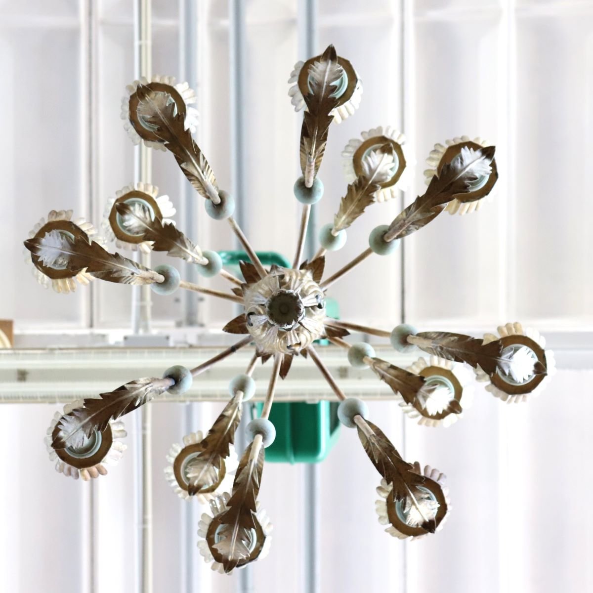 Chandelier Made Of Lacquered Wood And Iron, 12 Bulbs, Early 20th Century-photo-6