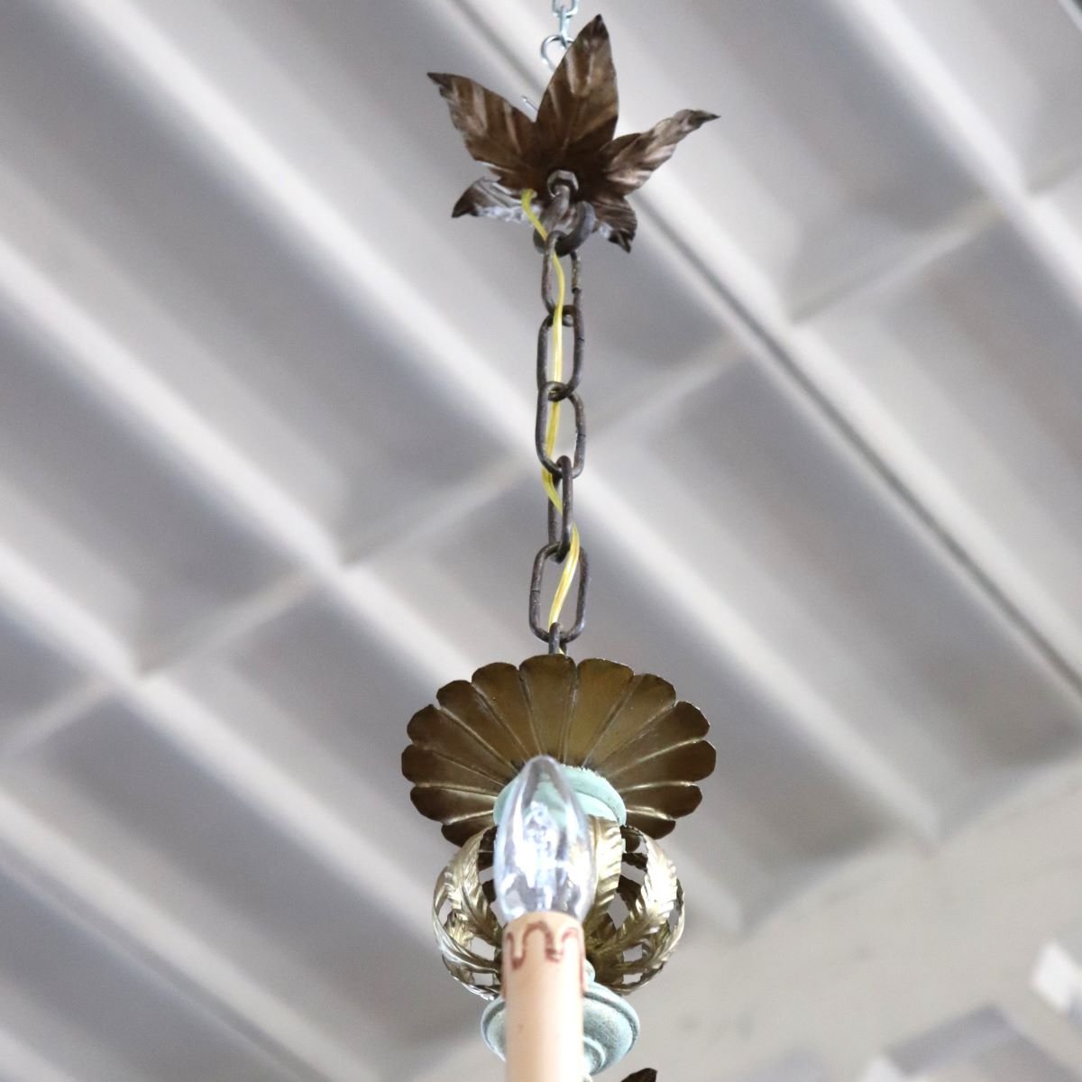Chandelier Made Of Lacquered Wood And Iron, 12 Bulbs, Early 20th Century-photo-7