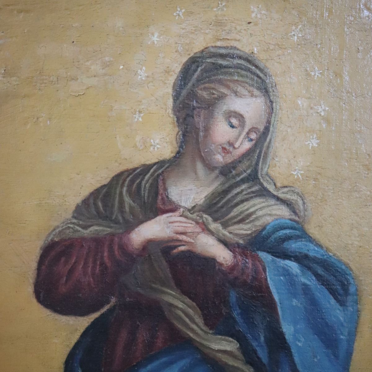 Huile sur toile, Immaculée Conception, Italie, XVIIIe siècle-photo-3