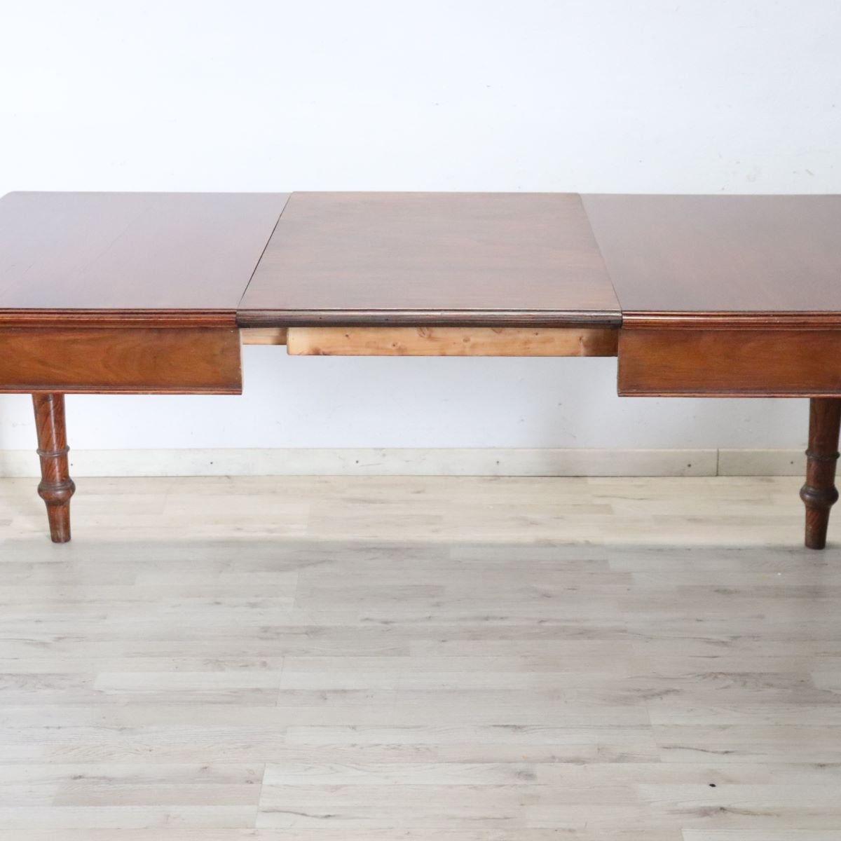 Table de salle à manger extensible en noyer et chêne, début du XXe siècle-photo-7