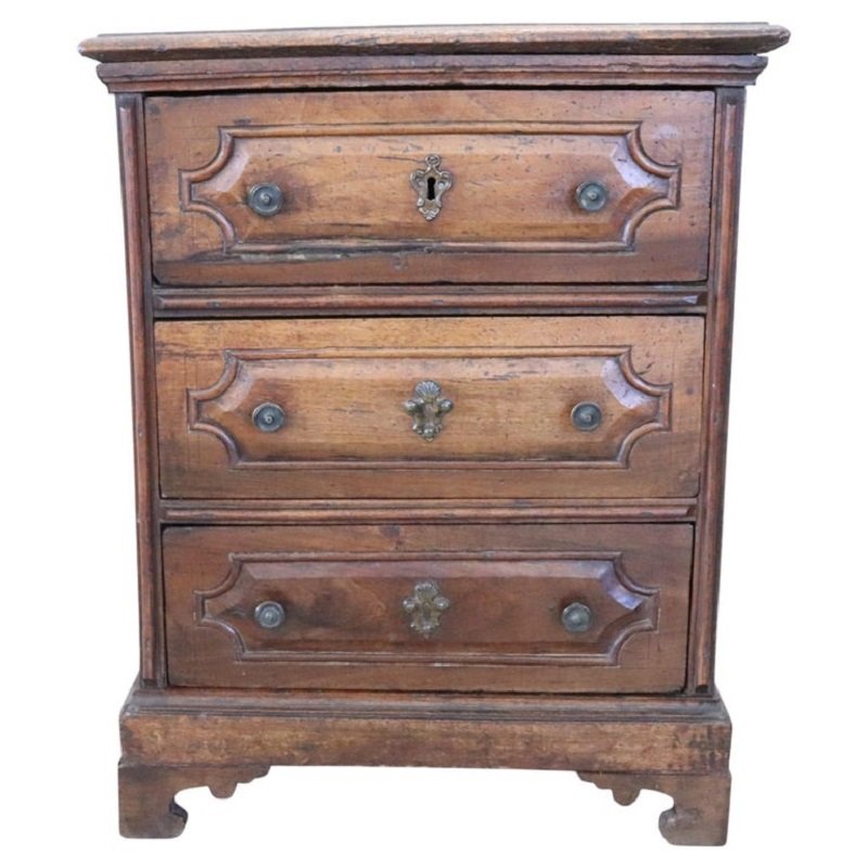 Antique Walnut Nightstand, Italy, Late 17th Century