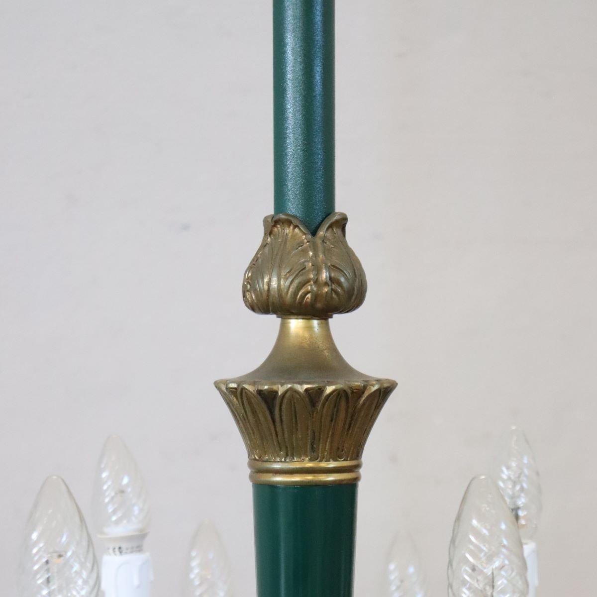 Chandelier In Gilded Bronze And Green-lacquered Metal, 18 Bulbs, Italy, Early 20th Century.-photo-4