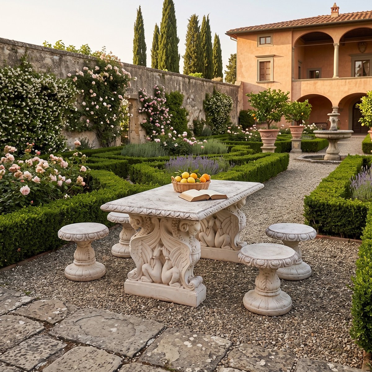 Table de jardin et 4 tabourets, Italie, début du XXe siècle-photo-3