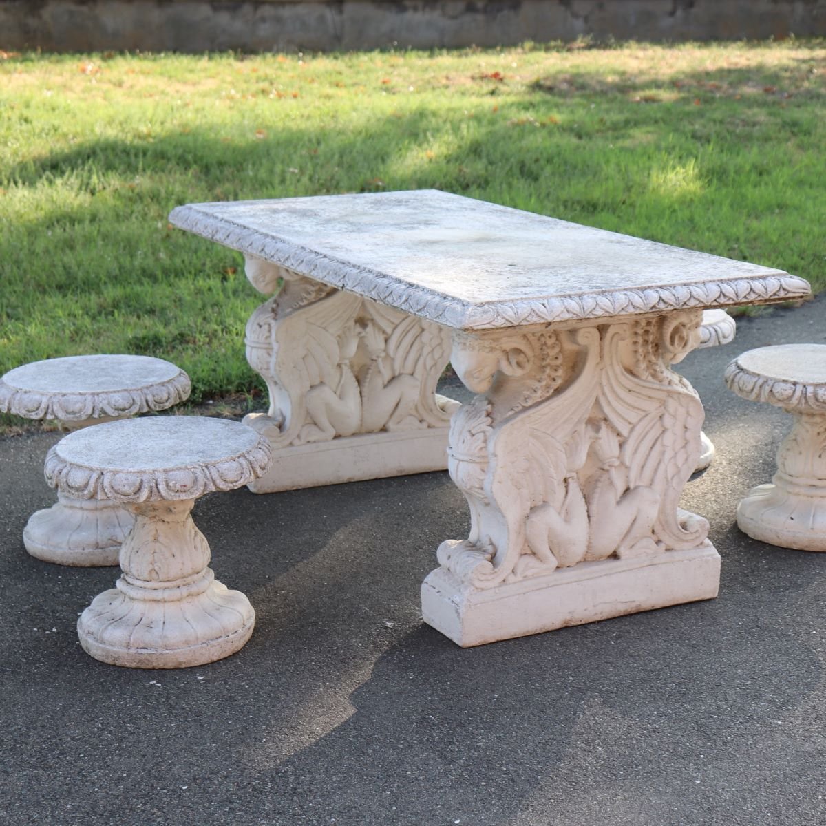 Table de jardin et 4 tabourets, Italie, début du XXe siècle-photo-5