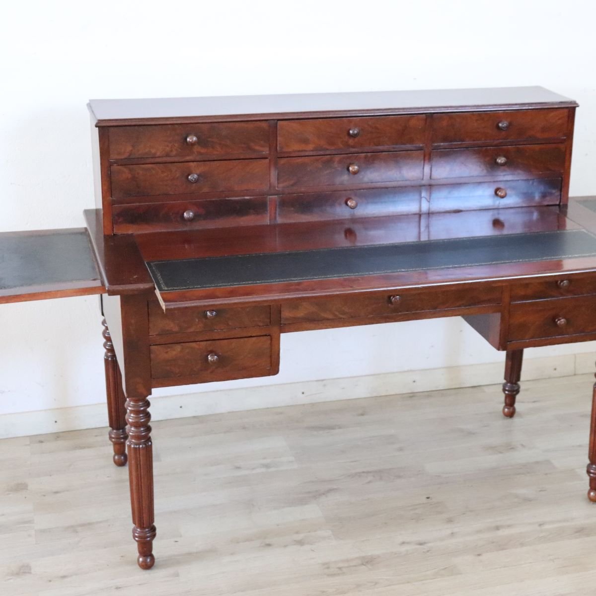 Antique Mahogany Desk, Italy, 19th Century-photo-3