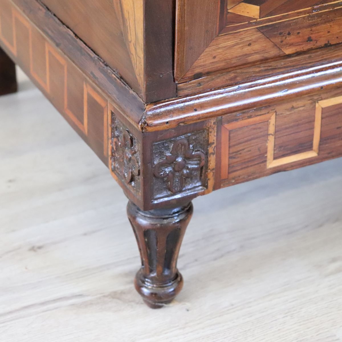 Commode En Noyer Incrusté, Italie 18ème Siècle, Restaurée-photo-3