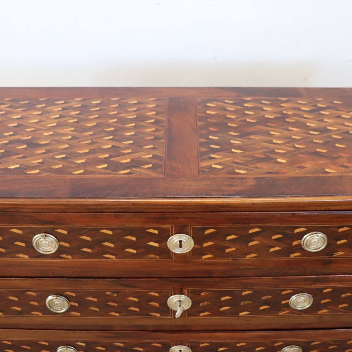 Commode En Noyer Incrusté, Italie 18ème Siècle, Restaurée-photo-8