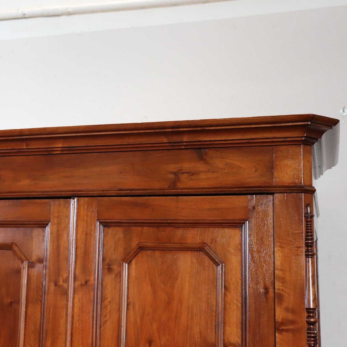 Antique Wardrobe Made Of Solid Walnut, Restored, Italy, Mid-19th Century-photo-1