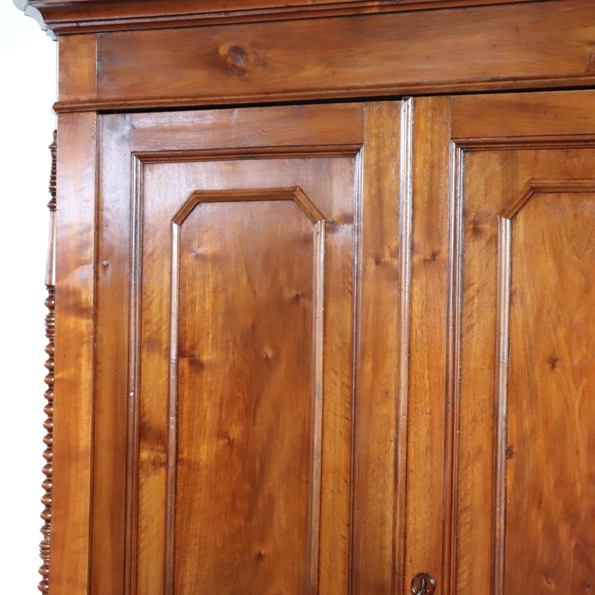 Antique Wardrobe Made Of Solid Walnut, Restored, Italy, Mid-19th Century-photo-8