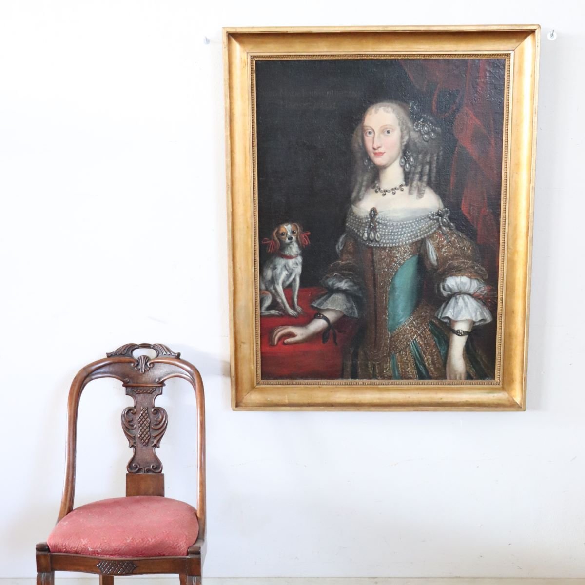 Portrait Of Anna Maria Luisa d'Orléans, Oil On Canvas, 17th Century-photo-4