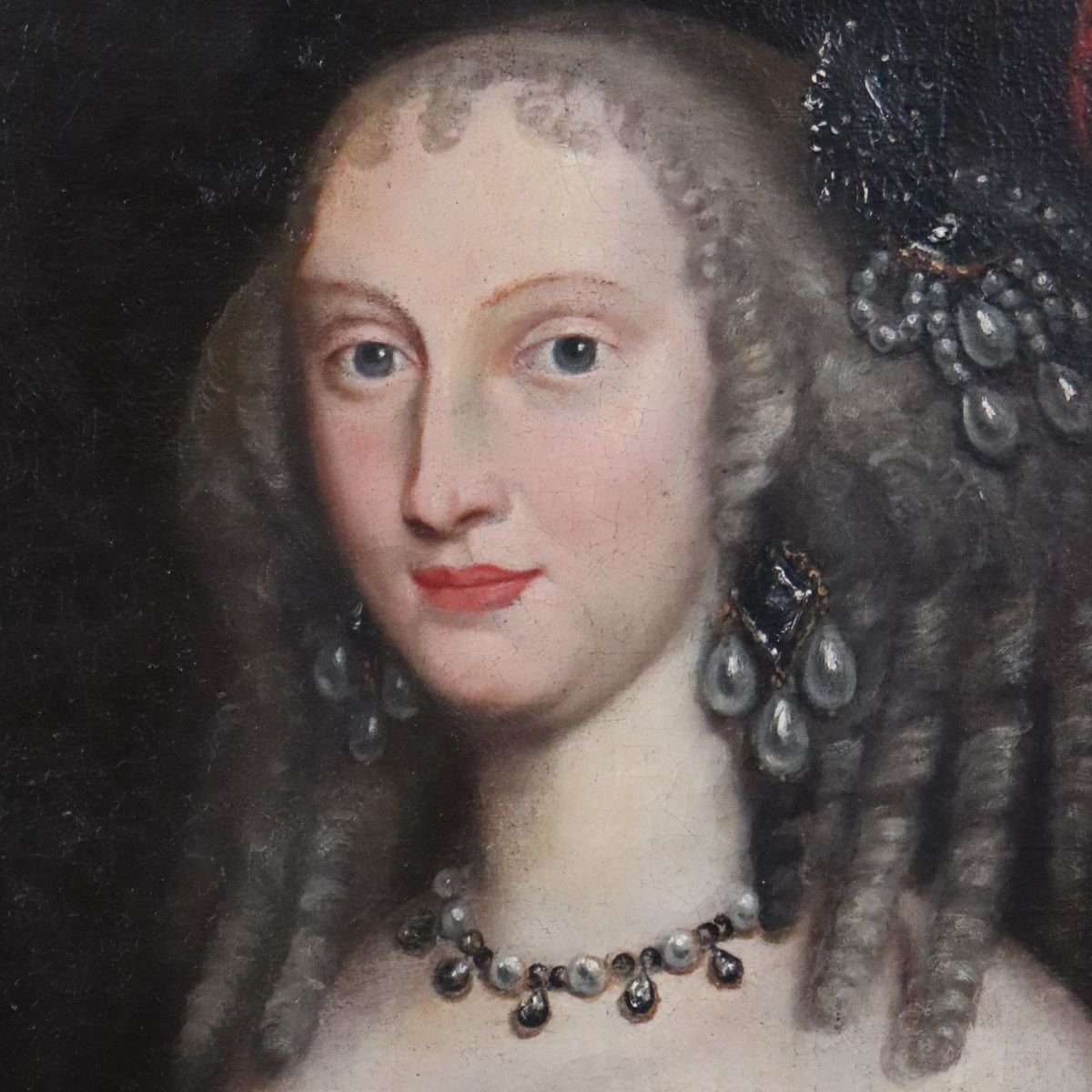 Portrait Of Anna Maria Luisa d'Orléans, Oil On Canvas, 17th Century-photo-5