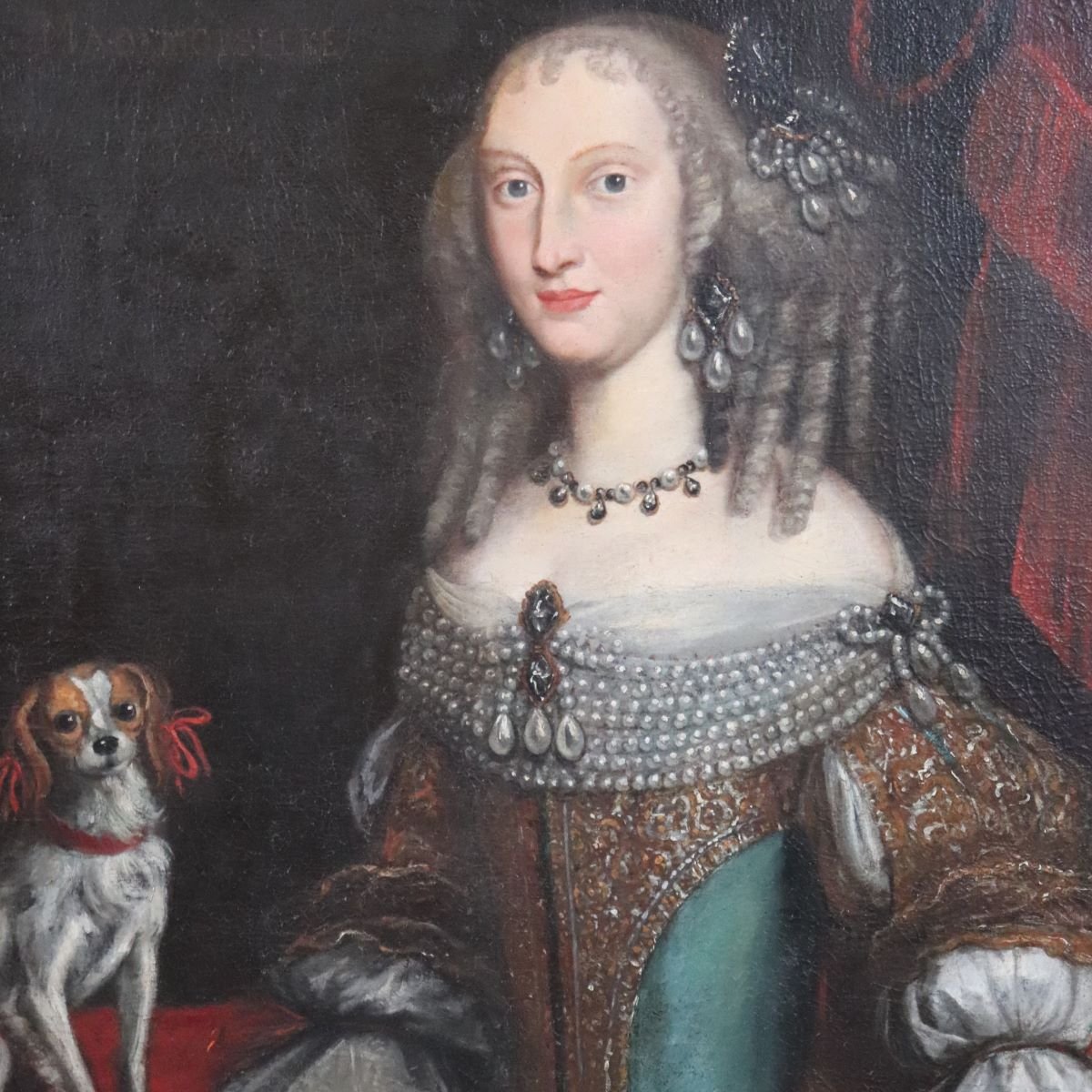 Portrait Of Anna Maria Luisa d'Orléans, Oil On Canvas, 17th Century-photo-6
