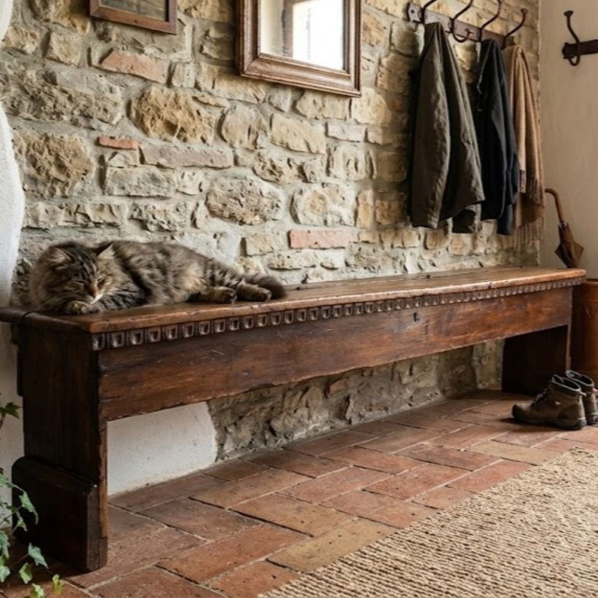 Antique Long Walnut Bench With Storage Compartment, Italy, Early 18th Century-photo-3