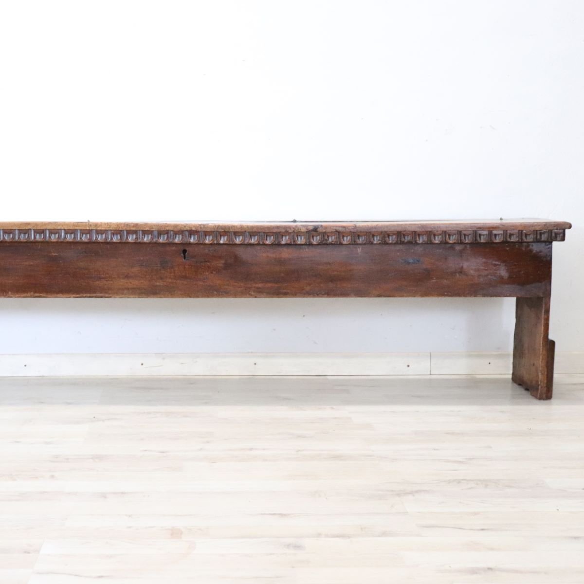 Antique Long Walnut Bench With Storage Compartment, Italy, Early 18th Century-photo-2